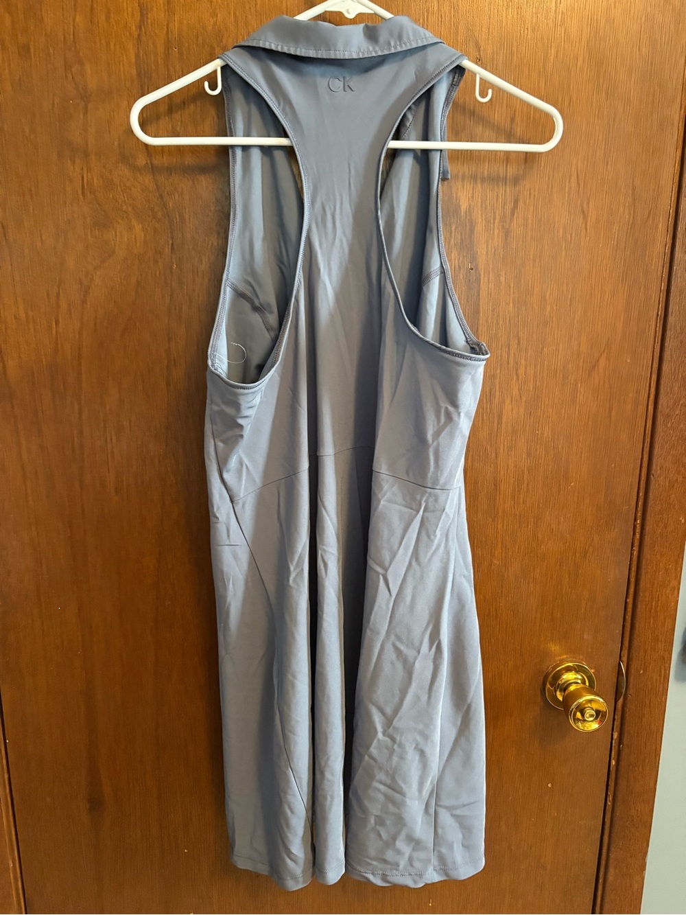 Calvin Klein Collared Sleeveless Prefirmance dress in Slate - Picture 3 of 4